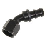 Aeroquip Socketless Hose Ends FBL1523 Fitting, End, AQP Socketless, 45 Degree, -8 AN Barb to Female -8 AN, Aluminum, Black Anodized, Each thumbnail 1