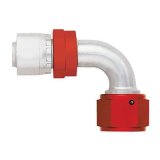 Aeroquip Crimp Hose Ends FBM4232 Fitting, End, AQP Hose, 90 Degree, -6 AN to Female -6 AN, Aluminum, Natural/Red, Each thumbnail 1