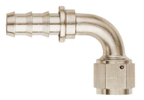 Aeroquip Socketless Hose Ends FCE1532 Fitting, End, AQP Socketless, 90 Degree, -6 AN Barb to Female -6 AN, Aluminum, Nickel Plated, Each thumbnail 2