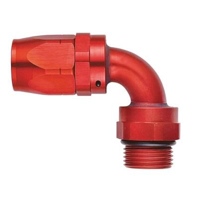 Aeroquip Reusable Hose Ends FBM1360 Fitting, End, AQP Hose, 90 Degree, -12 AN to 11/16-12 in. Male O-Ring, Aluminum Swivel, Red, Each thumbnail 1
