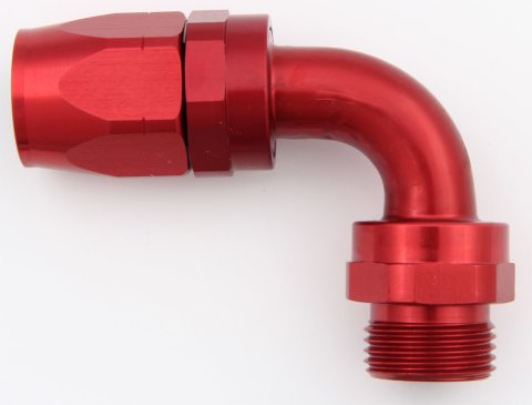 Aeroquip Reusable Hose Ends FBM1360 Fitting, End, AQP Hose, 90 Degree, -12 AN to 11/16-12 in. Male O-Ring, Aluminum Swivel, Red, Each thumbnail 2