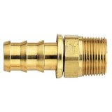 Aeroquip Socketless Hose Ends FBM1201 Fitting, End, AQP Socketless, Straight, -4 AN Barb to Male 1/4 in. NPT, Brass, Natural, Each thumbnail 1