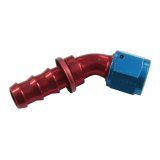 Aeroquip Socketless Hose Ends FBM1525 Fitting, End, AQP Socketless, 45 Degree, -12 AN Barb to Female -12 AN, Aluminum, Red/Blue, Each thumbnail 1
