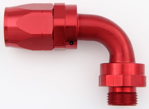 Aeroquip Reusable Hose Ends FBM1359 Fitting, End, AQP Hose, 90 Degree, -12 AN to 7/8-14 in. Male O-Ring, Aluminum Swivel, Red, Each thumbnail 2