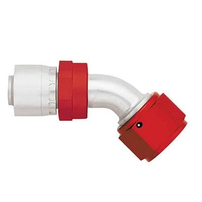 Aeroquip Crimp Hose Ends FBM4224 Fitting, End, AQP Hose, 45 Degree, -10 AN to Female -10 AN, Aluminum, Natural/Red, Each