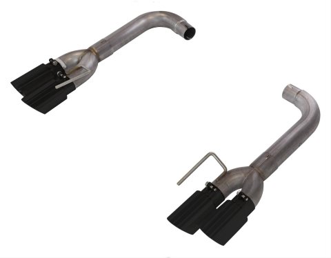 Pypes Axle-Back Exhaust Systems SFM88MSB Axle Back System; Split Rear Quad Exit; 3 in. quad 304 SS Black Coated tips; Hardware included; Muffler Delete