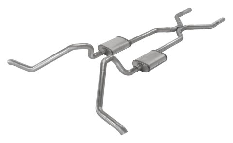 Pypes H-Bomb Exhaust Systems SGB40S System, Crossmember Back w/H-Pipe 65-70 B-Body Split Side Dual Exit 2.5 in Int & Tail Pipe Street Pro Mufflers/Hardware thumbnail 2