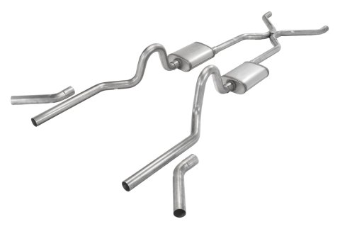 Pypes H-Bomb Exhaust Systems SGC40 System, Crossmember Back w/H-Pipe 55-57 Tri-Five Chevy Split Rear Dual Exit 2.5 in Int & Tail Pipe Hardware thumbnail 2