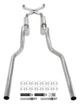 Pypes Violator Dual Exhaust Systems SGT73V Systems, Crossmember Back w/ X-pipe System 63-66 GM Truck split rear dual exit 2.5 inch intermediate thumbnail 2