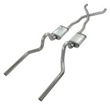 Pypes Race Pro Dual Exhaust Systems SFC01R Crossmember Back w/X-Pipe System; Split Rear Exit; 2.5 in. Intermediate And Tail Pipe; Mufflers/Hardware Incl.; Tip Not Incl.; thumbnail 2