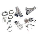 Pypes Electric Cutouts HVE10K3 Exhaust Cutouts, Electric, Bolt-on, Round, Aluminum Flange, Natural, 3.000 in. Diameter, Stainless Steel Y-pipe, Kit thumbnail 1