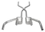 Pypes H-Bomb Exhaust Systems SGF44 System, Crossmember Back w/H-Pipe 67-69 Split Rear Dual Exit 3 in Int & Tail Pipe Hardware Incl Muffler & Tip Not Incl Natural 409 SS thumbnail 1