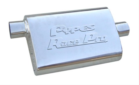 Pypes Race Pro 304 Stainless Steel 2.5 Inch Muffler MVR13S Muffler, Series, Steel, Polished, in. Offset Inlet/2.5 in. Center Outlet, Each thumbnail 1