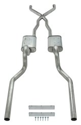 Pypes Violator Dual Exhaust Systems SFM05V Systems,Dual Exit Tailpipes:2.5 Inch Mandrel-BentTubing;409 Stainless Steel Construction;65-70 Convertible Mustang, NO staggered shocks. thumbnail 2