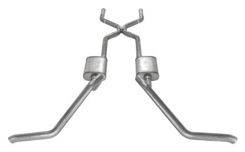 Pypes H-Bomb Exhaust Systems SGB40 System, Crossmember Back w/H-Pipe 65-70 B-Body Split Side Dual Exit 2.5 in Int & Tail Pipe Hardware Incl Muffler & Tip Not Incl thumbnail 2