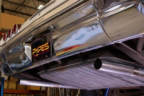 Pypes Violator Dual Exhaust Systems SGB45V System, Violator, Crossmember Back, 409 Stainless Steel, Natural, H-Pipe, Rear Exit, Chevy, Impala, Kit thumbnail 2