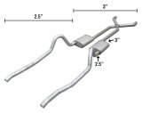 Pypes Street Pro Exhaust Systems SMA30S Systems, 67-73 Mopar A-Body Hybrid 3" To 2.5" Crossmember Back W/ X-Pipe SystemStreet thumbnail 1