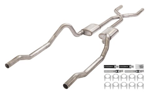 Pypes Header/Crossmember-Back Exhaust Systems SMB13 System, No Mufflers, Crossmember-Back, Stainless Steel, X-Pipe, Dodge, Plymouth, B-Body, V8, Kit thumbnail 2
