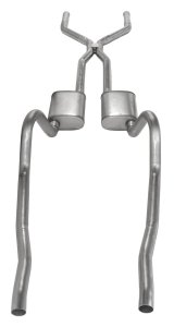 Pypes H-Bomb Exhaust Systems SMA40R System, Crossmember Back w/H-Pipe 67-73 Mopar A-Body Split Rear Dual Exit 2.5 in Int & Tail Pipe Race Pro Mufflers/Hardware thumbnail 2