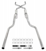 Pypes Race Pro Dual Exhaust Systems SGT74R Systems, Crossmember Back w/ H-pipe System 63-66 GM Truck split rear dual exit 2.5 inch intermediate thumbnail 3