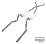 Pypes Header/Crossmember-Back Exhaust Systems SFM05 Systems,Dual Exit Tailpipes:2.5 Inch Mandrel-BentTubing;409 Stainless Steel Construction;65-70 Convertible Mustang, NO staggered shocks. thumbnail 3