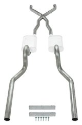 Pypes Header/Crossmember-Back Exhaust Systems SFM05 Systems,Dual Exit Tailpipes:2.5 Inch Mandrel-BentTubing;409 Stainless Steel Construction;65-70 Convertible Mustang, NO staggered shocks. thumbnail 4