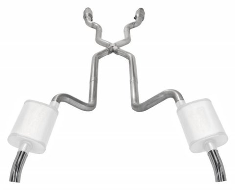 Pypes Header/Crossmember-Back Exhaust Systems SCC910E Systems, Crossmember Back w/X-Pipe, 75-80 Corvette C3 Split Rear Dual Exit 2.5 in Intermediate