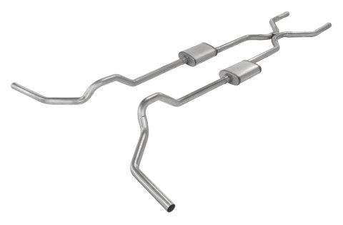 Pypes H-Bomb Exhaust Systems SGT78V System, Crossmember Back w/H-Pipe 67-74 GM Split Rear Dual Exit 2.5" Int & Tail Pipe Violator Muffler/HW Incl, Natural Finish 409 SS thumbnail 1