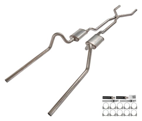 Pypes Violator Dual Exhaust Systems SFF41V System, Violator, Crossmember Back, 409 Stainless Steel, Natural, H-Pipe, Rear Exit, Ford, Fairlane, Kit thumbnail 5