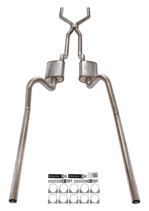 Pypes Violator Dual Exhaust Systems SFF41V System, Violator, Crossmember Back, 409 Stainless Steel, Natural, H-Pipe, Rear Exit, Ford, Fairlane, Kit thumbnail 6