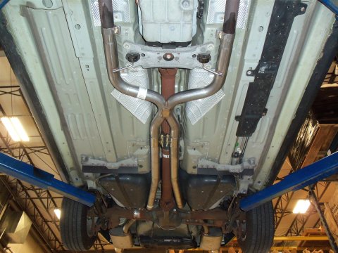 Pypes Violator Dual Exhaust Systems SFM68 System, Violator, Cat-Back, Stainless Steel, Natural, X-Pipe, Polished Tips, Ford, V6, Kit