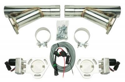 Pypes Electric Cutouts HVE10K Exhaust Cutouts, Two 2.5 in. Diameter, Stainless Y-Dumps, Two 3 in. Diameter Cutouts, Pair, Kit thumbnail 2