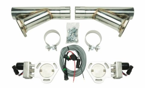 Pypes Electric Cutouts HVE10K Exhaust Cutouts, Two 2.5 in. Diameter, Stainless Y-Dumps, Two 3 in. Diameter Cutouts, Pair, Kit thumbnail 3