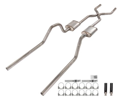 Pypes Street Pro Exhaust Systems SGB45S System, Pro, Crossmember Back, 409 Stainless Steel, Natural, H-Pipe, Rear Exit, Chevy, Impala, Kit thumbnail 6