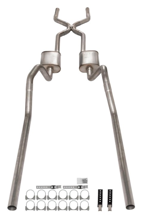 Pypes Street Pro Exhaust Systems SGB45S System, Pro, Crossmember Back, 409 Stainless Steel, Natural, H-Pipe, Rear Exit, Chevy, Impala, Kit thumbnail 7