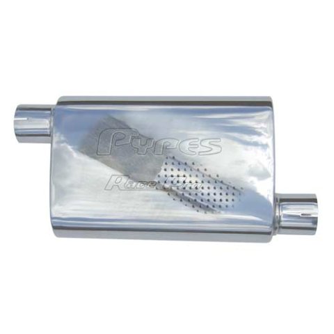 Pypes Race Pro 409 Stainless Steel 2.5 Inch Muffler MVR10 Muffler, Series, Steel, Natural, in. Offset Inlet/2.5 in. Offset Outlet, Each thumbnail 3