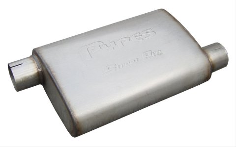 Pypes Street Pro 409 Stainless Steel 3 Inch Muffler MVS16 Muffler, Series, Steel, Natural, in. Offset Inlet/3 in. Offset Outlet, Each