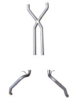 Pypes No-Muffler Exhaust Systems SGF60 Exhaust, No-Muffler, Crossmember-Back, Stainless Steel, Natural, X-Pipe, Chevy, Pontiac, V8 thumbnail 3