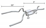 Pypes Street Pro Exhaust Systems SFM33S Systems, 65-70 Mustang Crossmember-Back Hybrid 3" To 2.5" W/ Xpipe thumbnail 2