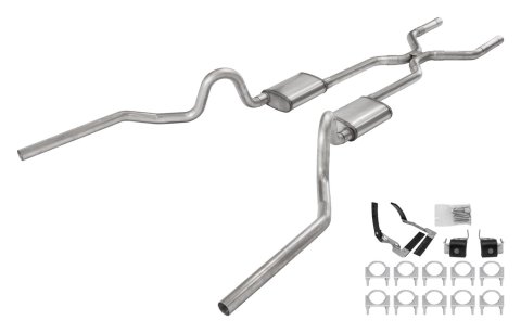 Pypes Street Pro Exhaust Systems SGA48S System, Pro, 2.50 in., Crossmember Back, 409 Stainless Steel, Natural, H-Pipe, Muffler, Oldsmobile, V8, Kit thumbnail 3