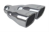 Pypes Stainless Steel Square, Polished 2.50 Inch Exhaust Tip EVT25 Tips, Steel, Polished, Slant Cut, Rolled Edge, 2.5 in. Inlet/Dual Outlets, Pair thumbnail 1