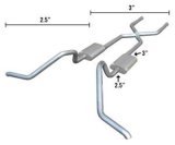 Pypes Violator Dual Exhaust Systems SGB30V Systems, 65-70 B-Body Crossmember-Back Hybrid 3" To 2.5" W/ Xpipe thumbnail 2