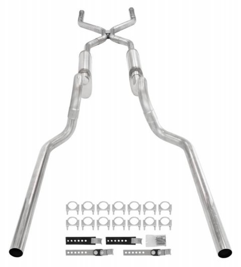 Pypes H-Bomb Exhaust Systems SGT74T Systems, H-Bomb, Crossmember Back, 409 Stainless Steel, Natural, Chevy, GMC, Kit thumbnail 3