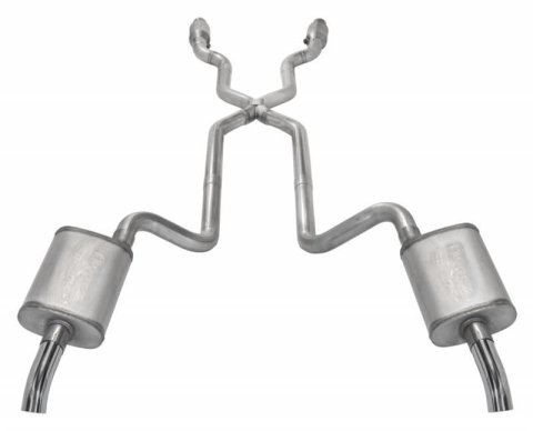 Pypes Violator Dual Exhaust Systems SCC910VE Systems, Crossmember Back w/X-Pipe, 75-81 F-Body Split Rear Exit 2.5 in Intermediate