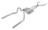 Pypes H-Bomb Exhaust Systems SFM43R System, Crossmember Back w/H-Pipe 65-70 Mustang Split Rear Dual Exit 2.5 in Int & Tail Pipe Race Pro Mufflers/Hardware thumbnail 1