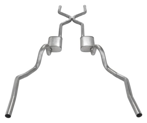 Pypes H-Bomb Exhaust Systems SGA40T Systems, Header/Crossmember-Back, Stainless Steel, Natural, Turbo Pro Mufflers, Buick, Chevy, Oldsmobile, Pontiac, Kit thumbnail 2