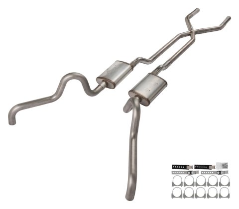 Pypes Race Pro Dual Exhaust Systems SFF10R System, Pro, Crossmember Back, 409 Stainless Steel, Natural, X-Pipe, Underbody Exit, Ford, Fairlane, Kit thumbnail 5