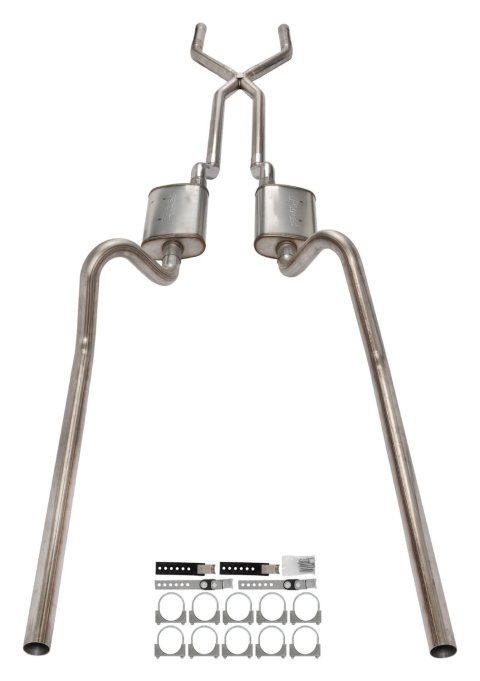 Pypes Turbo Pro Exhaust Systems SFF11T System, Pro, Crossmember Back, 409 Stainless Steel, Natural, X-Pipe, Rear Exit, Ford, Fairlane, Kit thumbnail 9