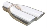 Pypes Stainless Steel GTO, Polished 2.50 Inch Exhaust Tip EVT19 Tips, Steel, Polished, Slant Cut, in. Inlet, 2.25 in. Dual Outlets, Pair thumbnail 1
