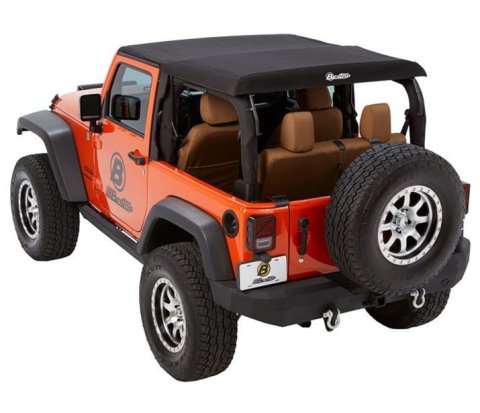 Bestop Trektop Glide Slantback Soft Tops for 2007-2017 WRANGLER, 2018 WRANGLER JK - 5492235 Top, Slantback, Complete Top Type, Polymer Cloth, Black Diamond, Tinted Windows, Jeep, Each